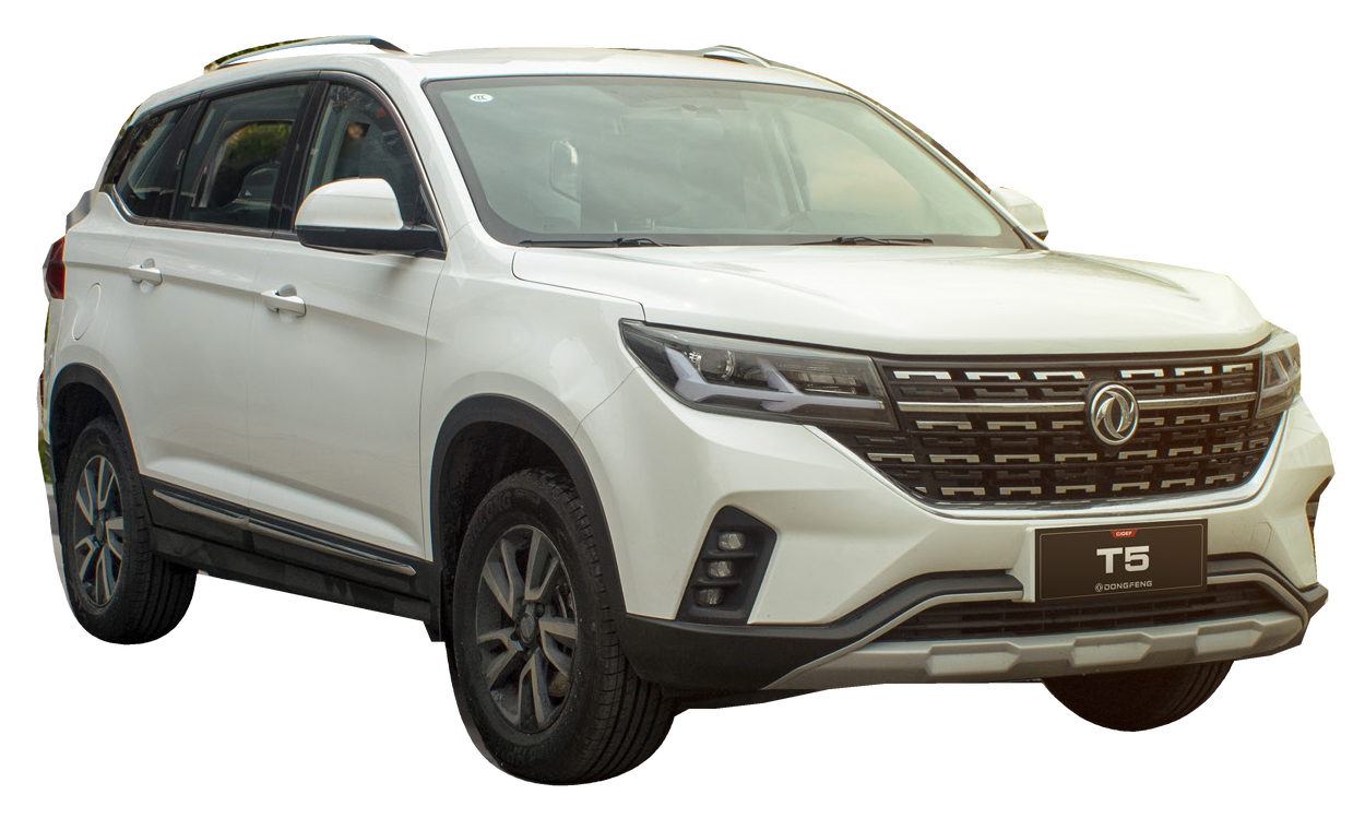 Dongfeng T5 blanco, de tres cuartos por delante, con la carrocería completa