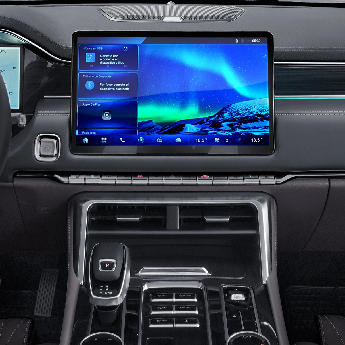 Interior de la Foton V9: pantalla central y consola, fotografía de CIDEF Chile